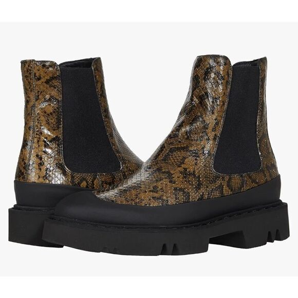 Aquatalita Holly Ankle Boot in Olive Snake/Black Elastic NwOB Size 7 1/2
